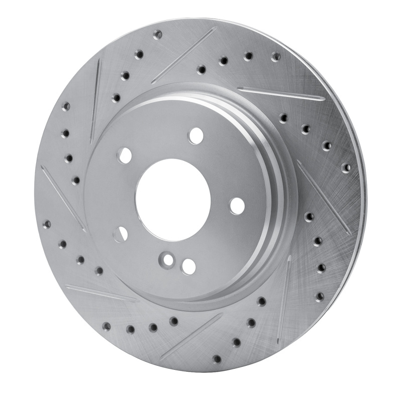 Chrysler CrossFIRE Brake Rotor (1) - Rear Left - R1 Concepts - Drilled & Slotted - Silver - `98-`09